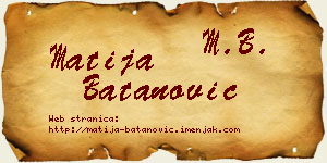 Matija Batanović vizit kartica